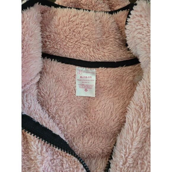 Pink Sherpa Half Zip pull over With Drawstring Hem boho fairycore cottagecore - Picture 5 of 6